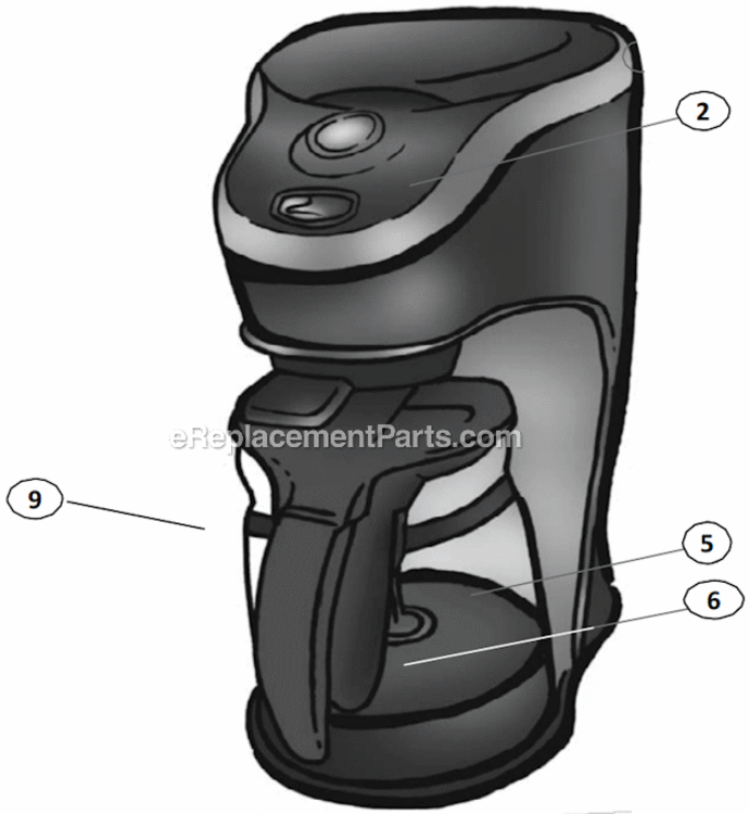 Page A Diagram and Parts List for BVMC-EL1  Mr Coffee Coffee Maker